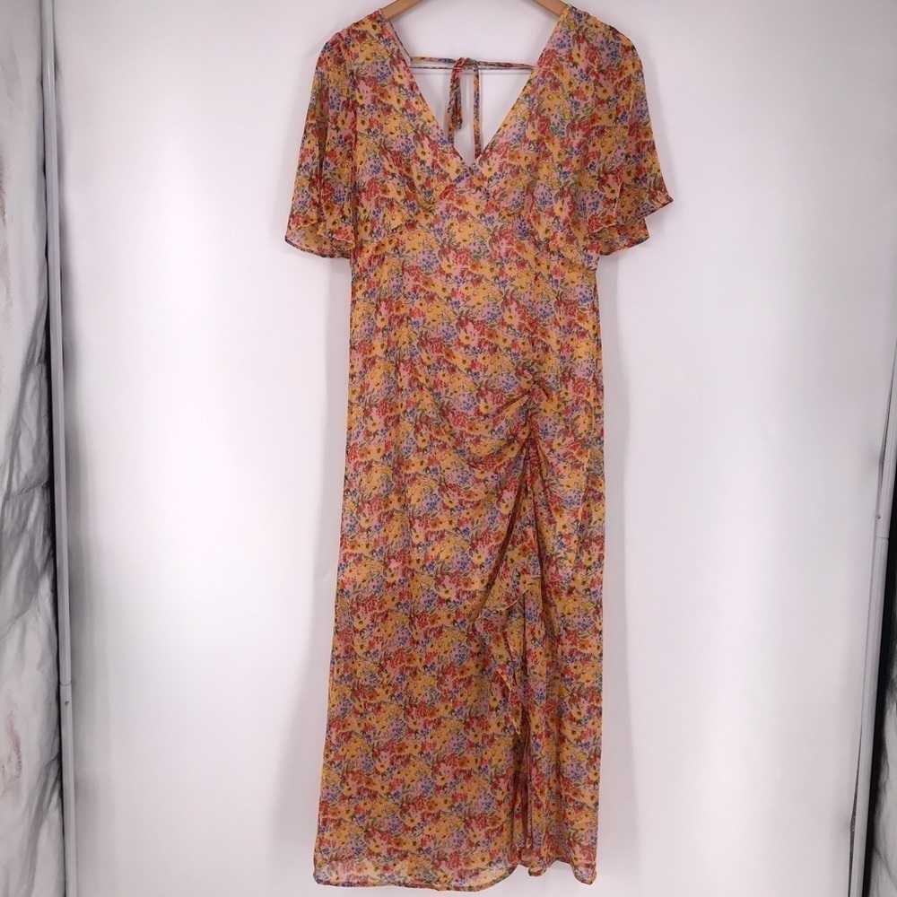 Topshop Pastel Angel Floral Sleeve Midi Dress 8 NWT
